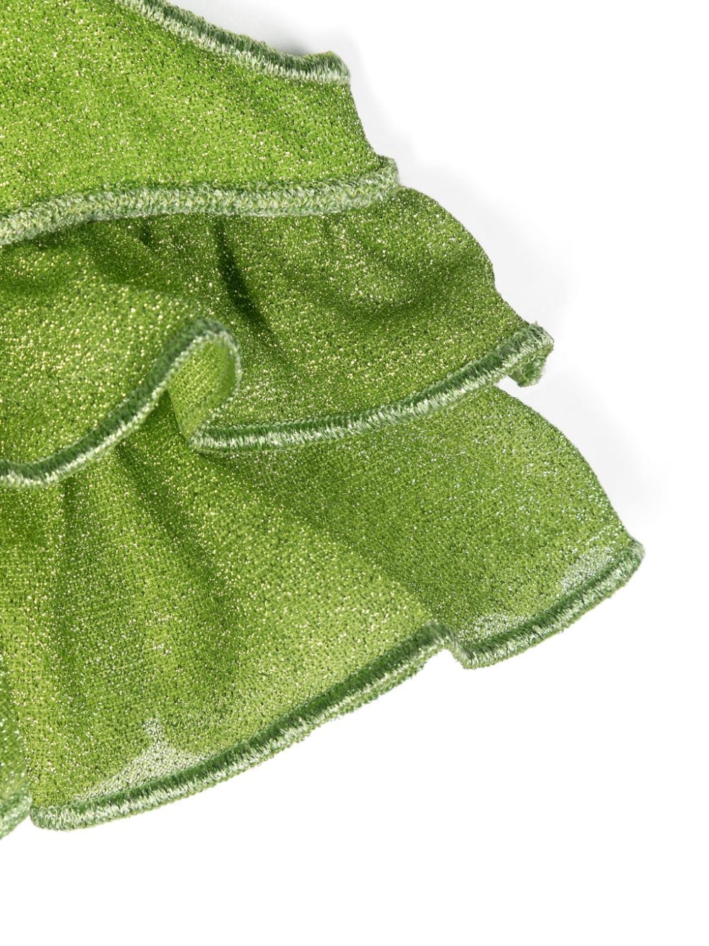 Shop Oseree Lurex-detail Ruffled Bikini In Green