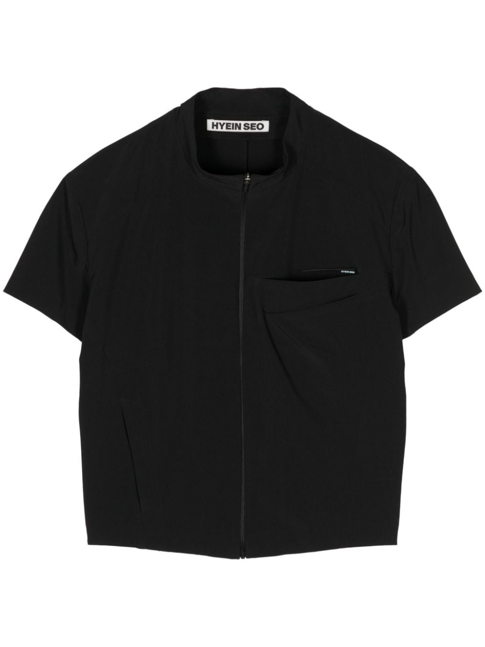 Shop Hyein Seo Zip-up Cropped T-shirt In Black