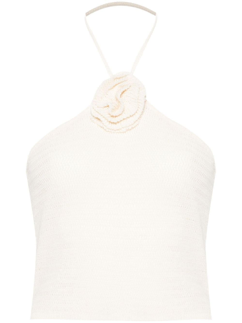 Eleonora Gottardi Roses Halterneck Knitted Top In White