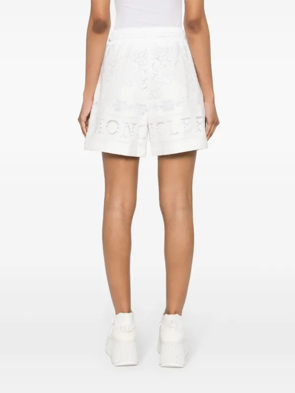 【送料&関税込】Moncler Lace Shorts Moncler perforated-logo Lace Shorts | White | FARFETCH