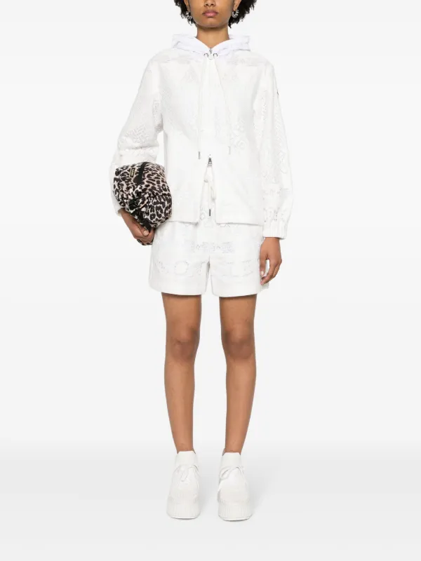 ショートパンツ Moncler Lace Shorts Moncler perforated-logo Lace Shorts | White | FARFETCH
