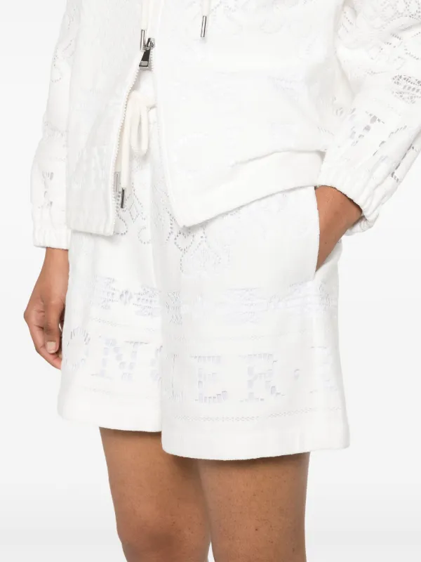 【送料&関税込】Moncler Lace Shorts Moncler perforated-logo Lace Shorts | White | FARFETCH