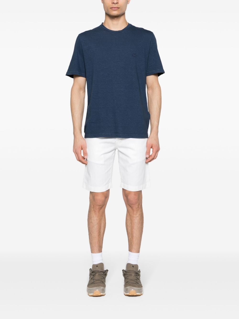 Shop Jacob Cohen Lou Herringbone Shorts In White