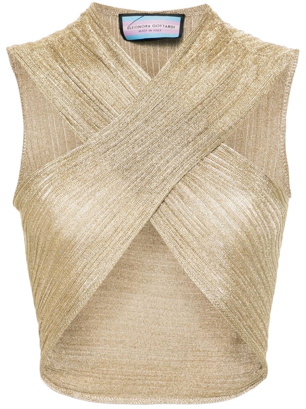 Eleonora Gottardi lurex-detail knitted top Goud