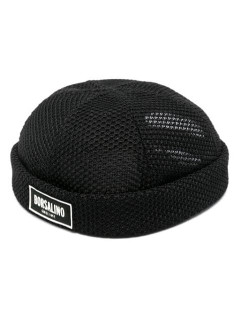Borsalino logo-patch turn-up brim hat