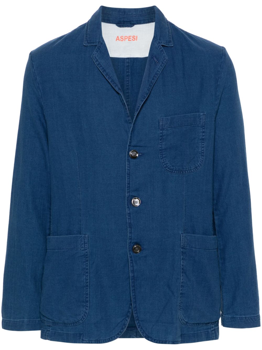 Aspesi Herringbone-pattern Shirt Jacket In Blue