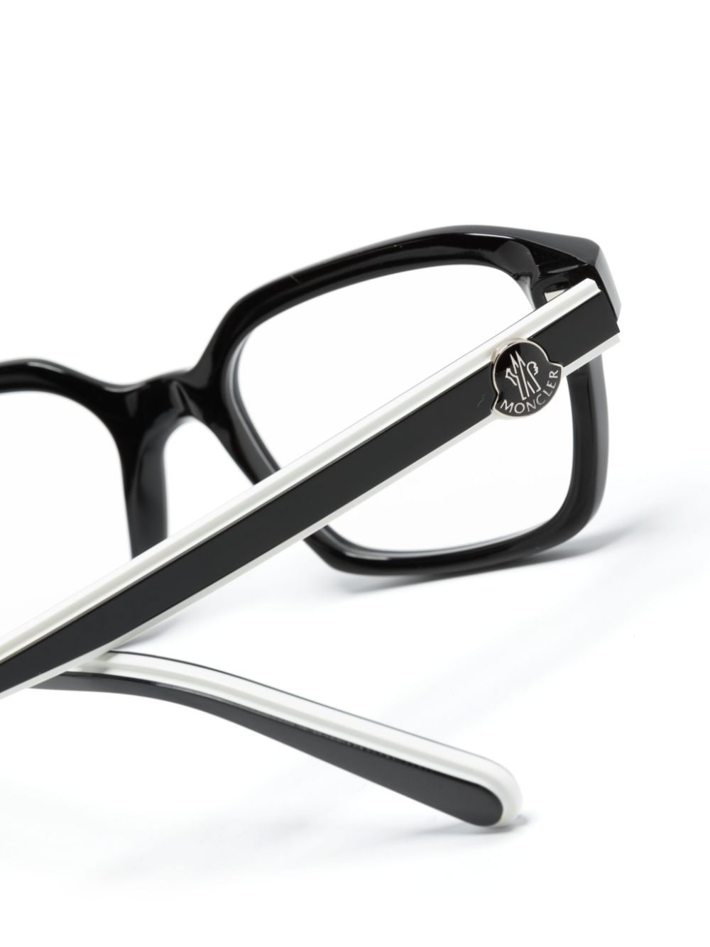 Shop Moncler Logo-plaque Square-frame Glasses In Schwarz