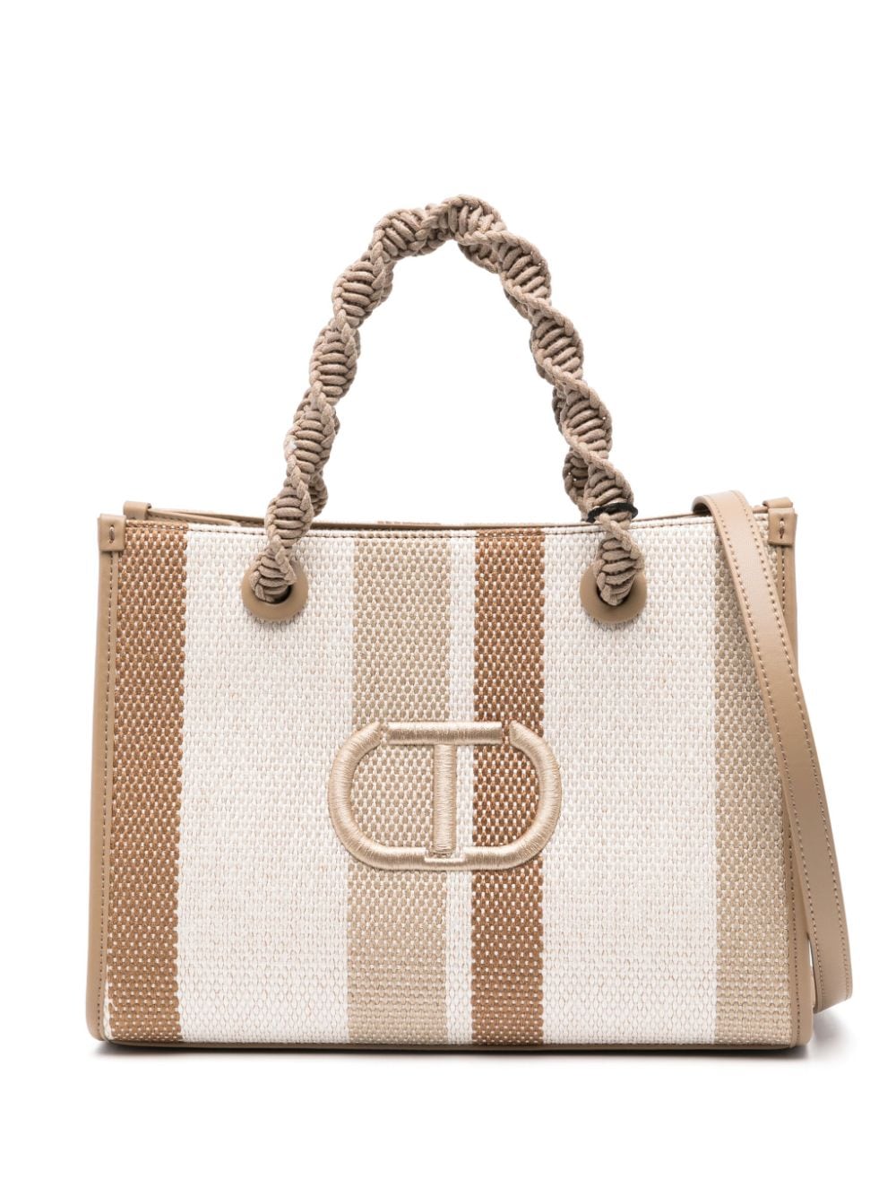 Twinset Mad Tote Bag In Neutral