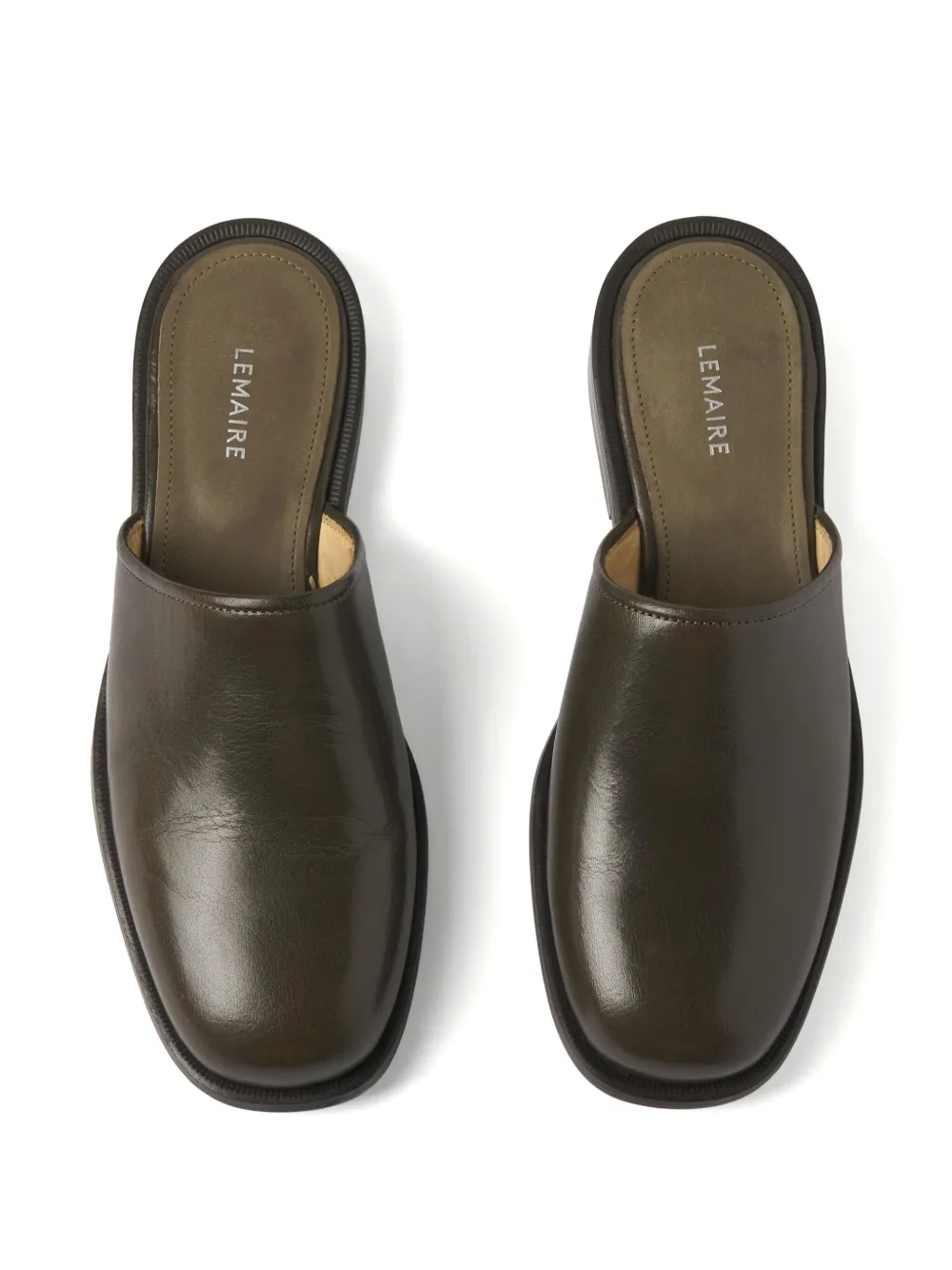 LEMAIRE square-toe leather mules Brown