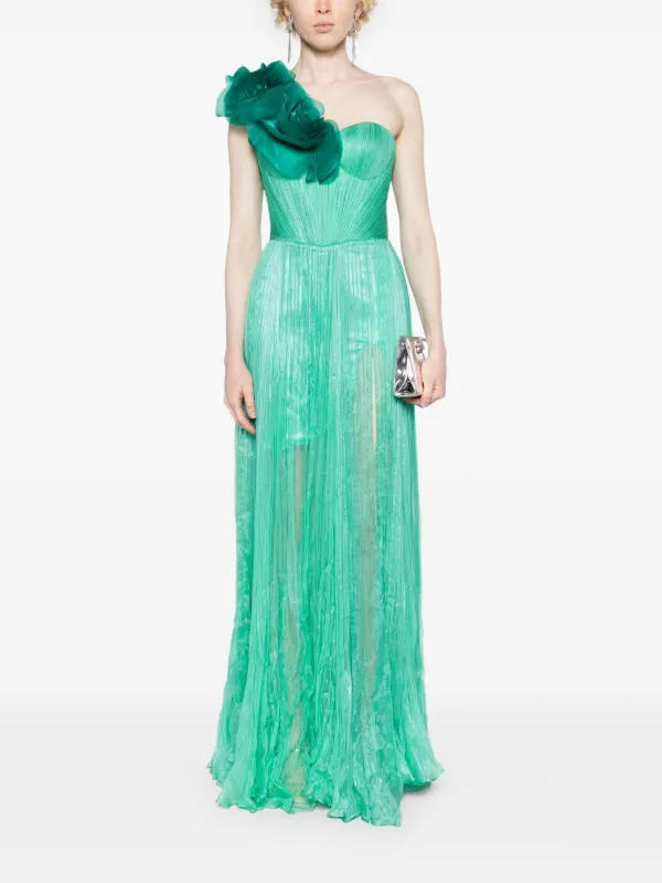 Iris Serban Angelina One-Shoulder Gown - Green