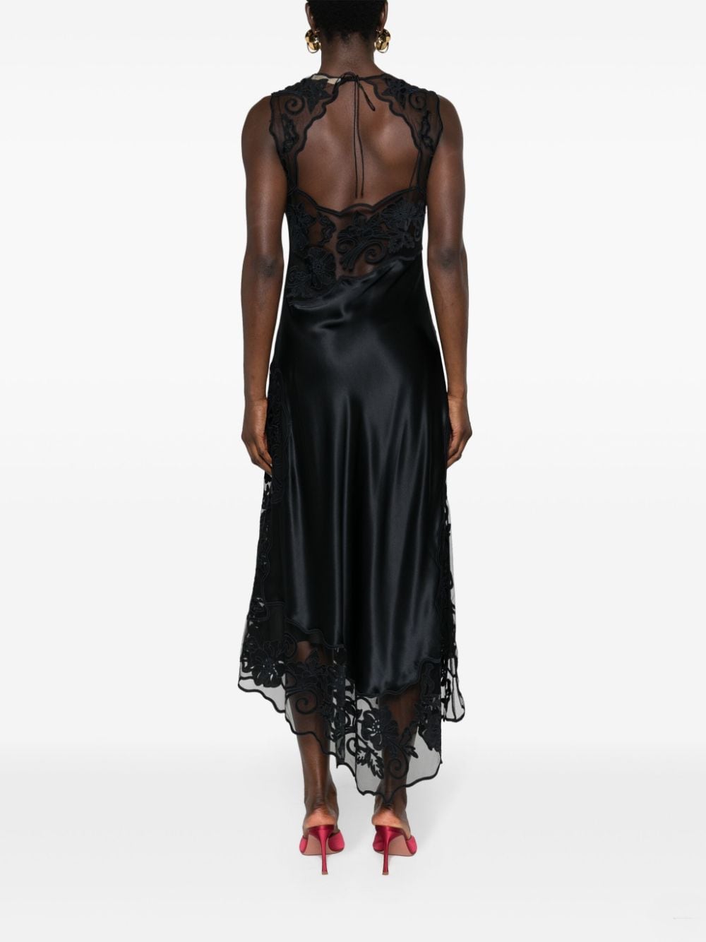 Shop Ulla Johnson Kaia Floral-lace Silk Maxi Dress In Black