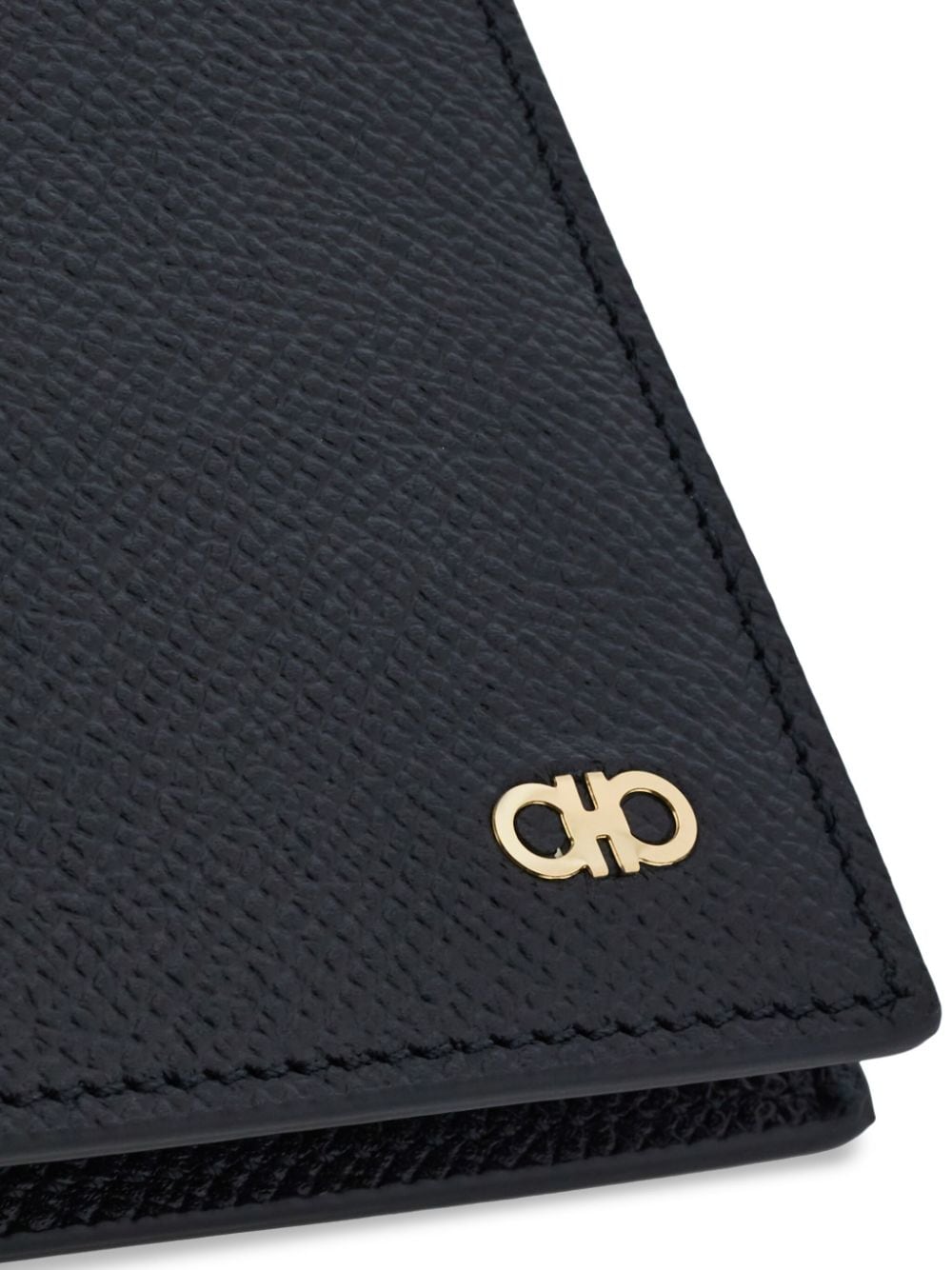 Shop Ferragamo Gancini Bi-fold Leather Wallet In Black