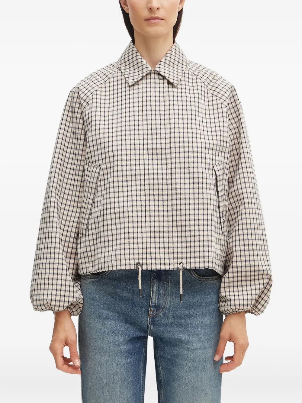 Barbour checked balloon-sleeve jacket | Neutrals | Image 1