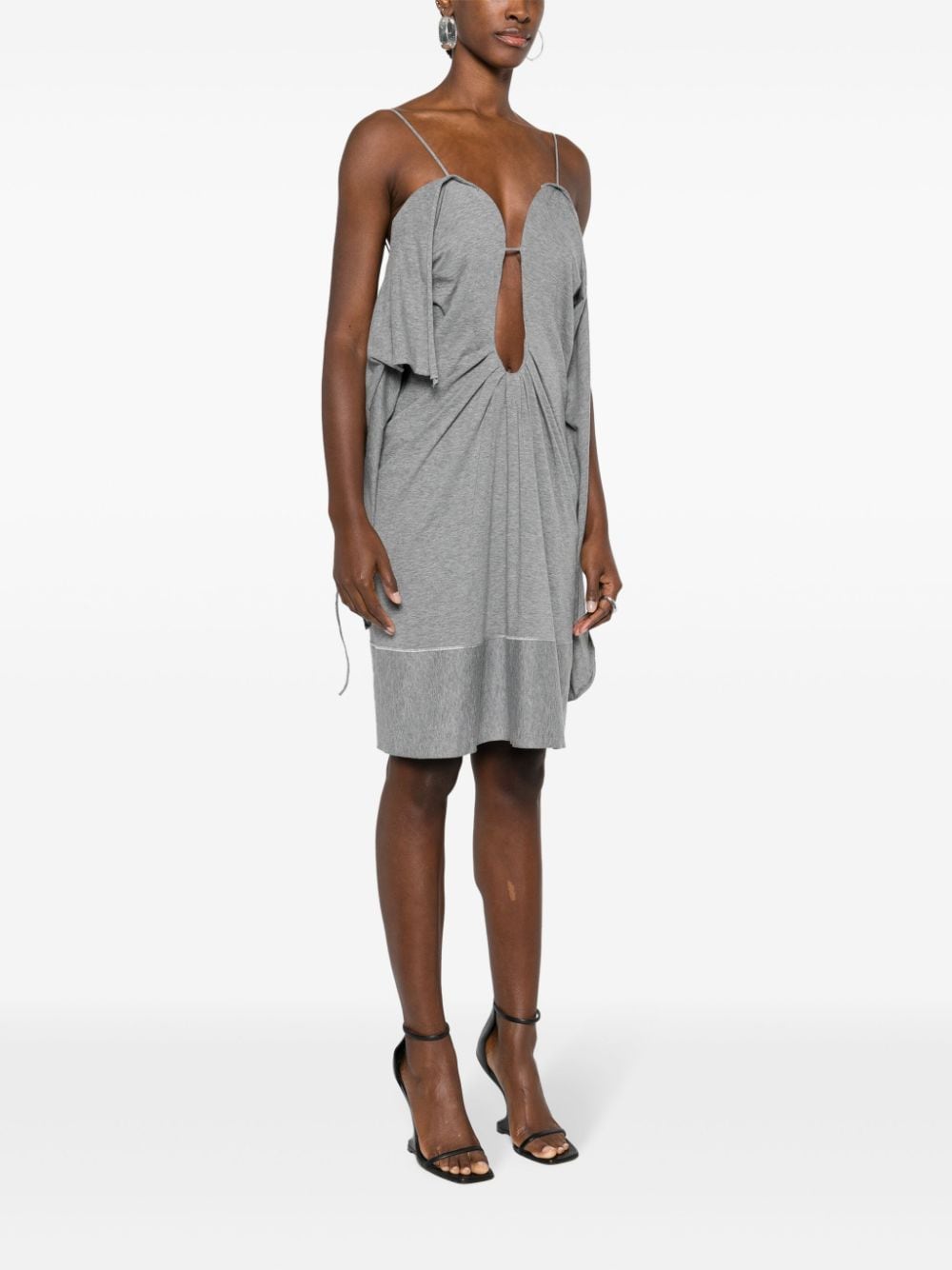 Shop Victoria Beckham Boned-bodice Cotton Dress In Grey
