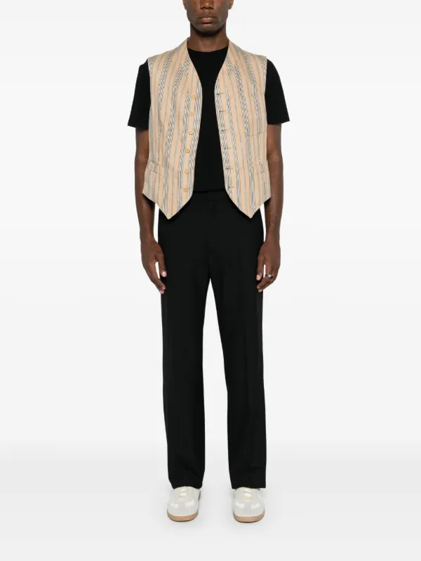 Romeo Gigli Pre-Owned 1990s Striped Herringboned Vest | Neutrals 