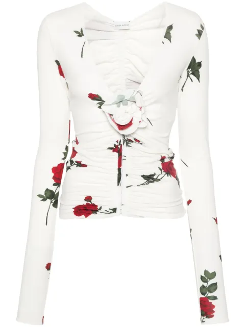 Magda Butrym V-neck rose appliqué top