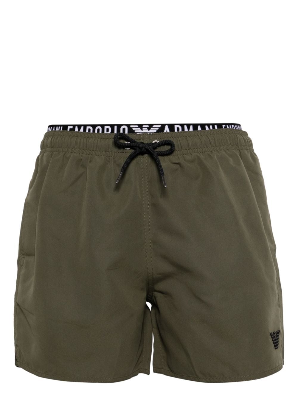 Emporio Armani logo-waistband swim shorts Beige