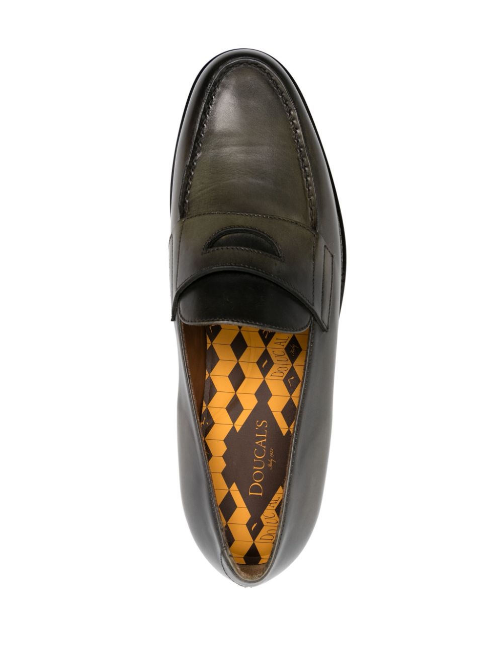 Shop Doucal's Penny-slot Leather Loafers In Green
