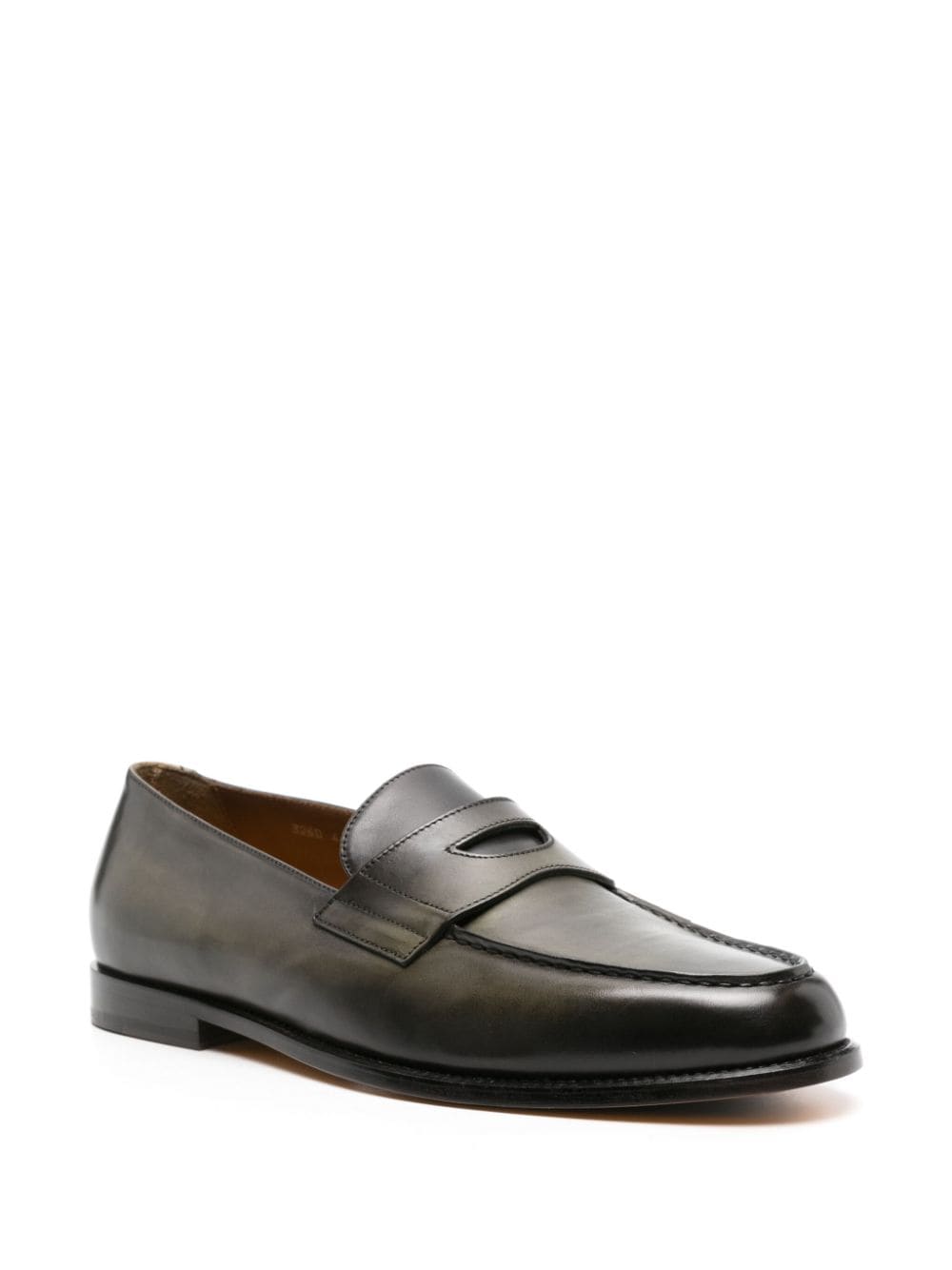 Shop Doucal's Penny-slot Leather Loafers In Green