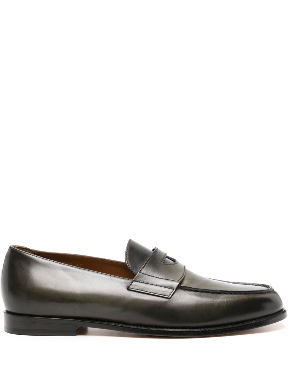 Doucal's Penny-slot Leather Loafers In Green