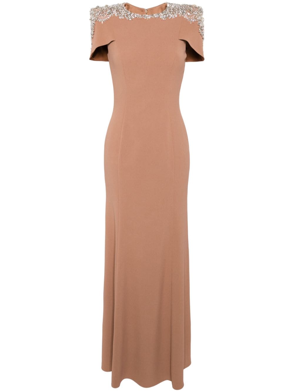 Shop Jenny Packham Polaris Crystal-embellished Gown In Brown