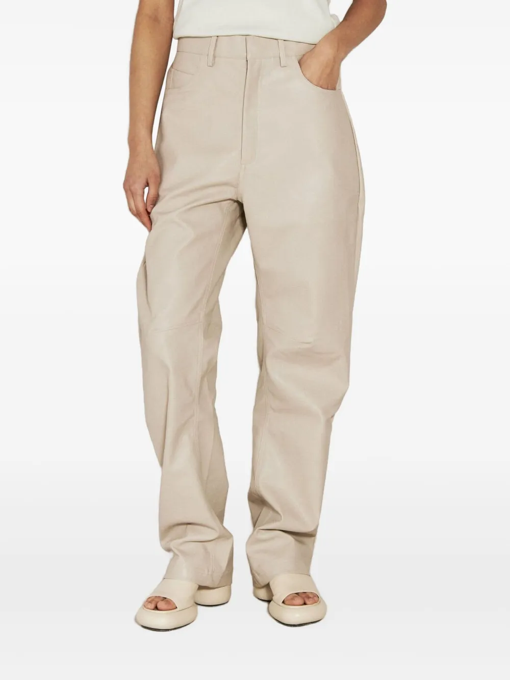 Entire Studios Faux-leather Trousers In Neutrals