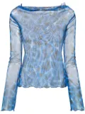 KNWLS Clavicle mesh blouse - Blue