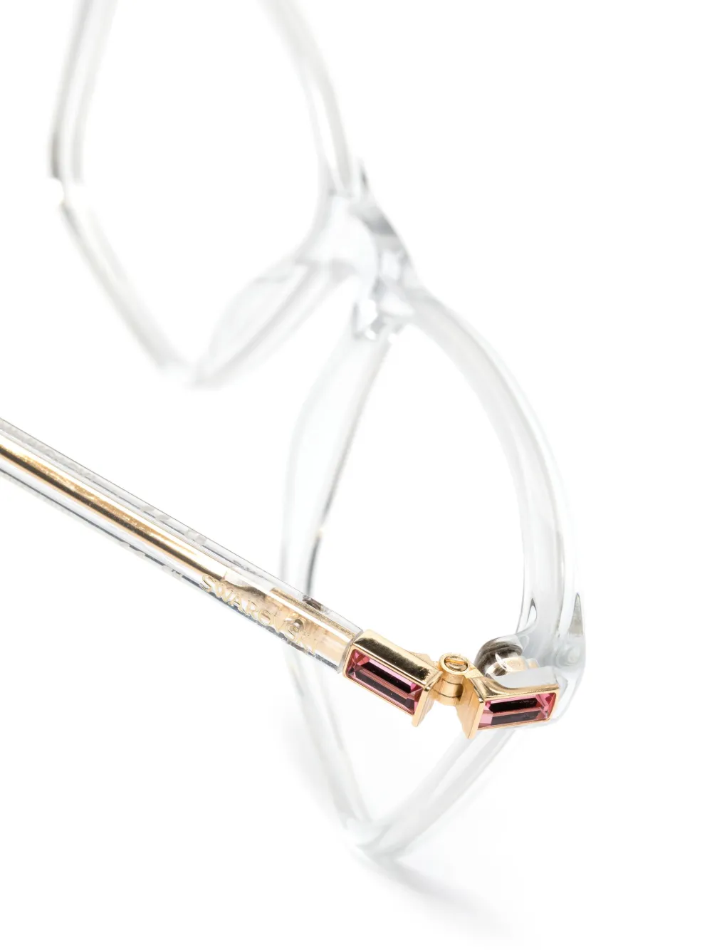 Shop Swarovski Crystal-embellished Square-frame Glasses In White