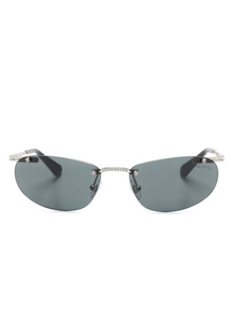 Swarovski crystal-embellished oval-frame sunglasses