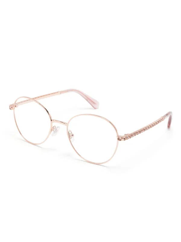 Rose Gold Round Frame Glasses Swarovski Eyewear Crystal