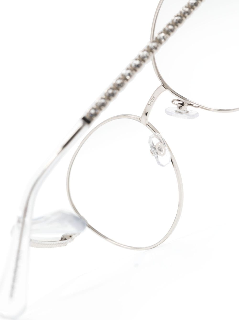 Shop Swarovski Crystal-embellished Round-frame Glasses In Silver