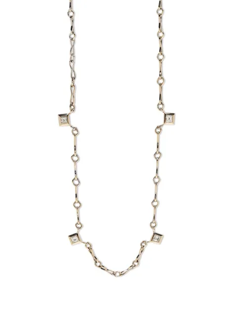 Azlee 18kt yellow gold small Lozenge diamond necklace