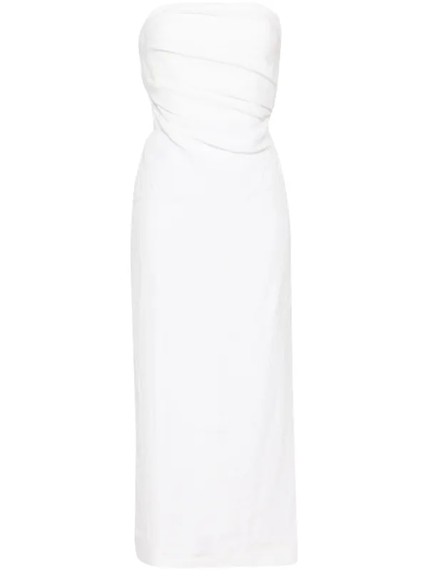 【関税込み】TOVE ホワイト Sabella ミディアムドレス TOVE Sabella Linen Midi Dress | White | FARFETCH