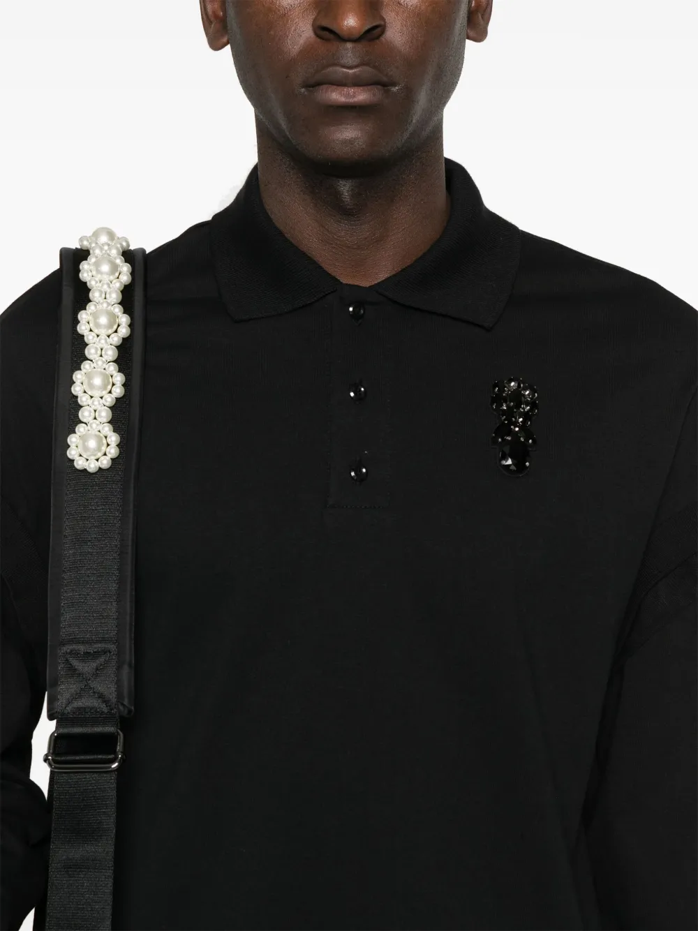 Simone Rocha Poloshirt verfraaid met kristallen Wit