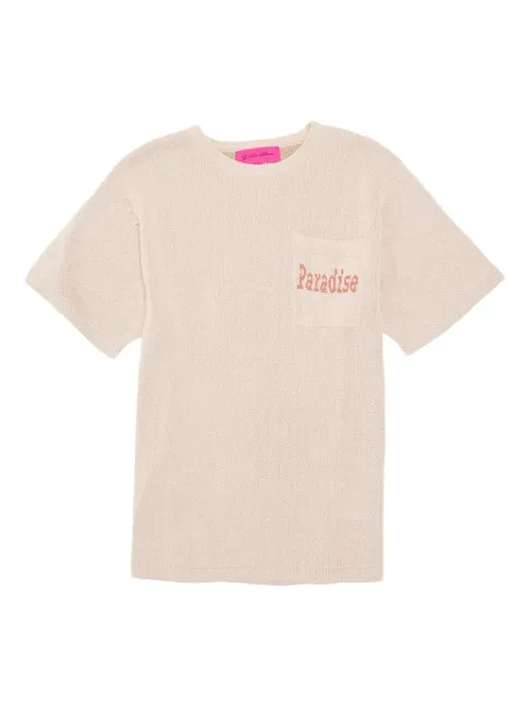 The Elder Statesman Paradise T-shirt med palmetræ og brystlomme