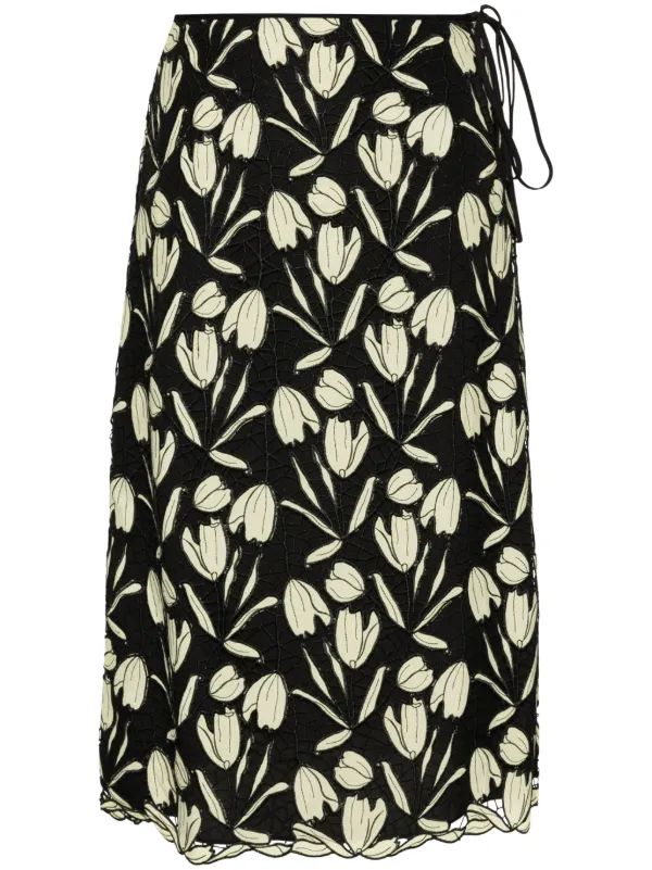 Paul Smith Guipure-lace Midi Skirt in Yellow
