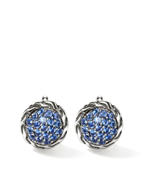 John Hardy Carved Chain sapphire stud earrings