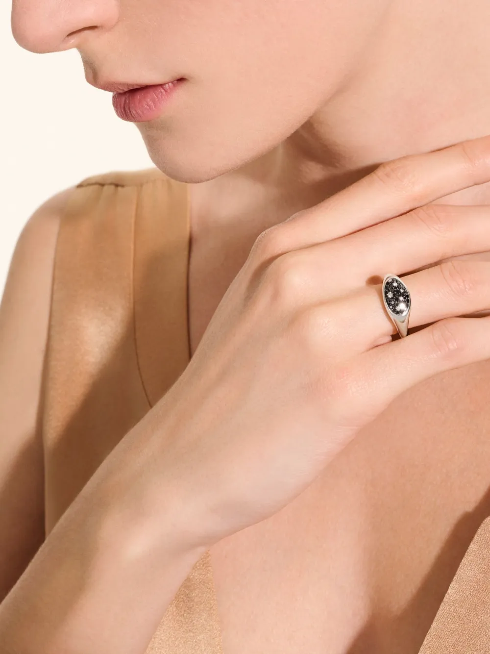 Black Sand Diamond Pebble Ring