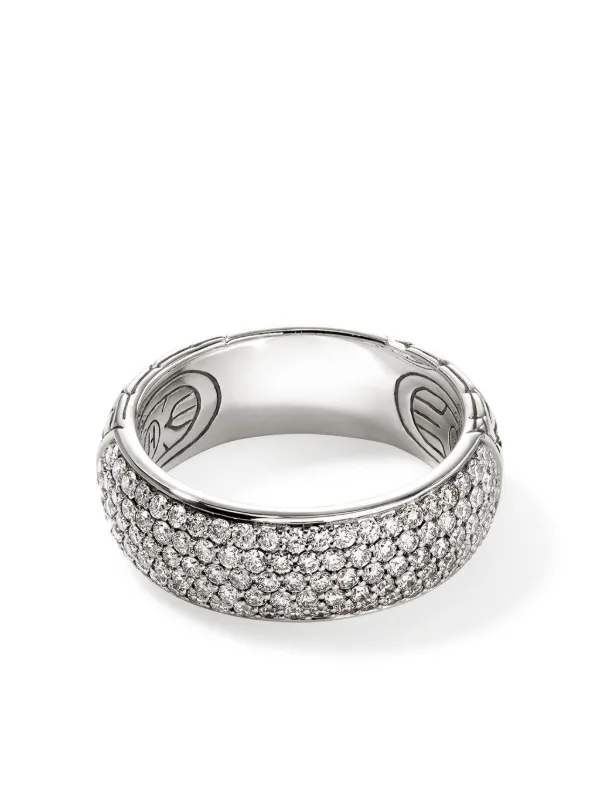 John Hardy 14kt White Gold JH Essential Diamond Band Ring Silver FARFETCH PL