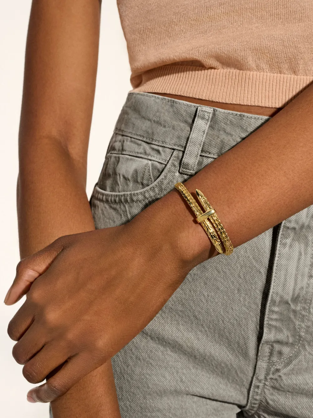 14kt Yellow Gold Spear Flex Cuff Bracelet