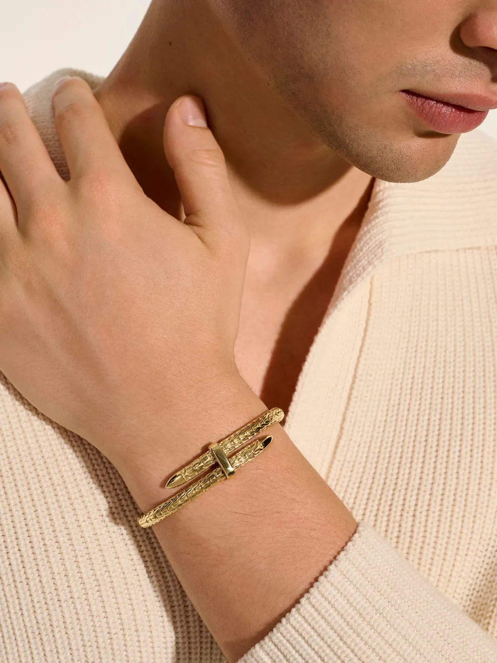 14kt Yellow Gold Spear Flex Cuff Bracelet