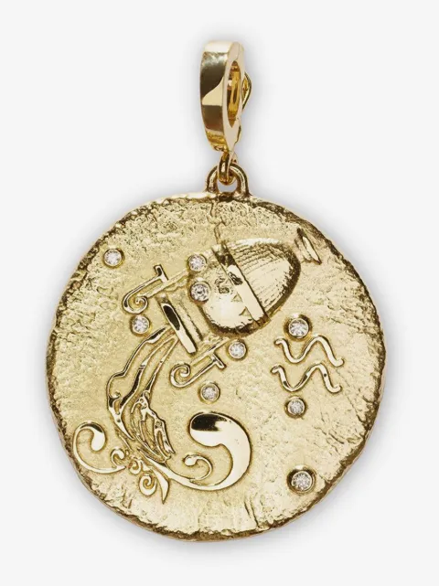 Azlee 18kt yellow gold large Of The Stars Aquarius diamond pendant charm