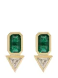 Azlee 18kt yellow gold emerald and diamond earrings