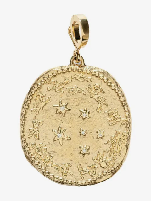 Azlee 18kt yellow gold large Zodiac diamond charm
