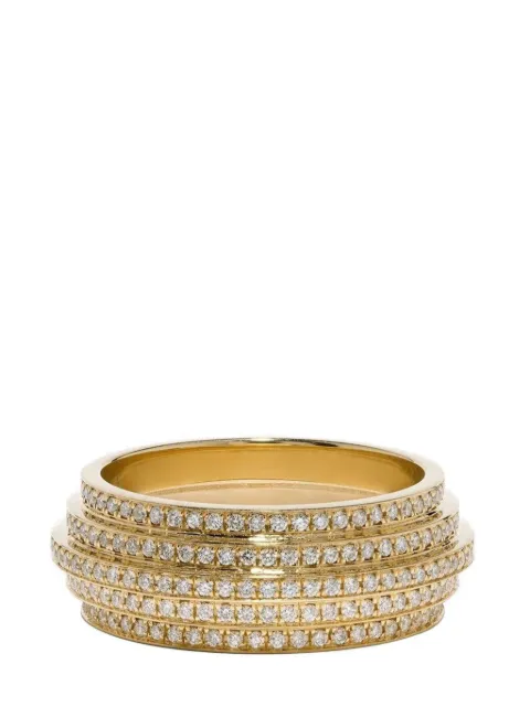 Azlee 18kt yellow gold Staircase 5-Tier diamond band