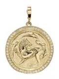 Azlee 18kt yellow gold large Animal Kingdom Coin pendant