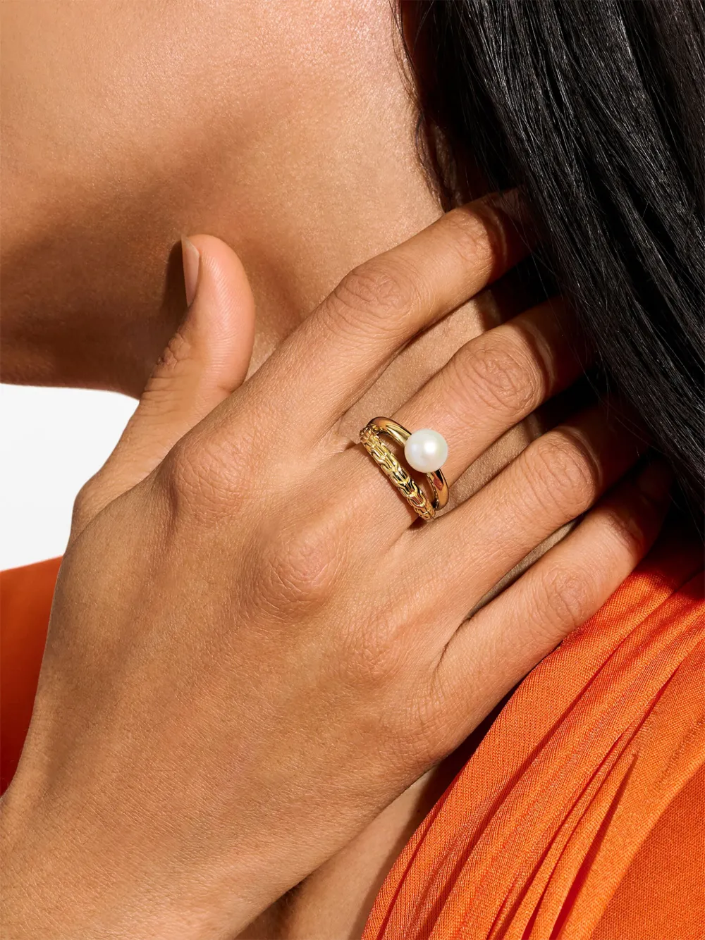 John Hardy Anello JH Essential in oro giallo 14kt con perla | Image 6