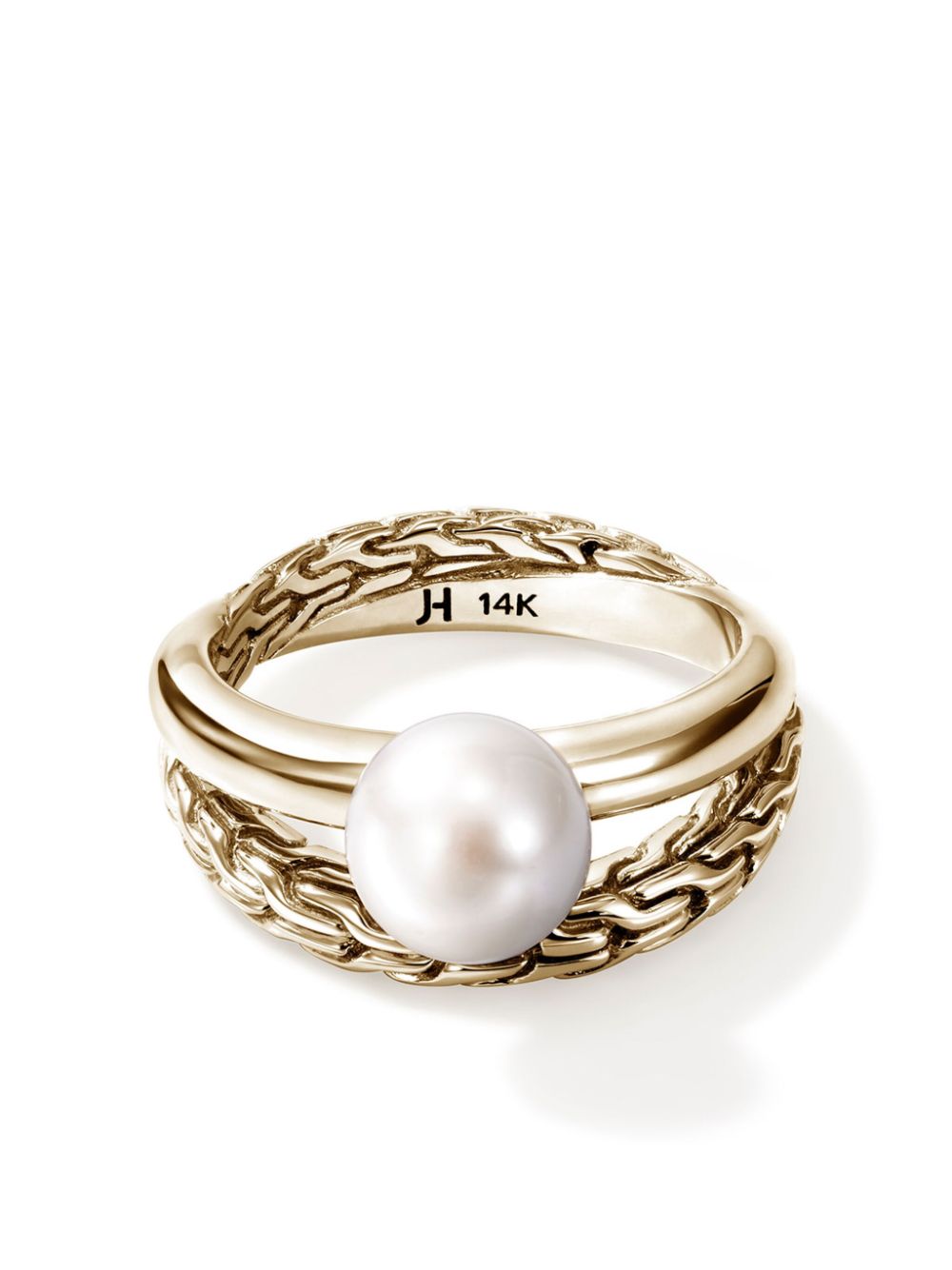 John Hardy 14kt yellow gold JH Essential pearl ring