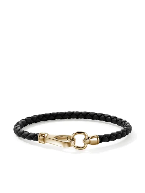 John Hardy pulsera de cuero en oro amarillo de 14kt y cuero