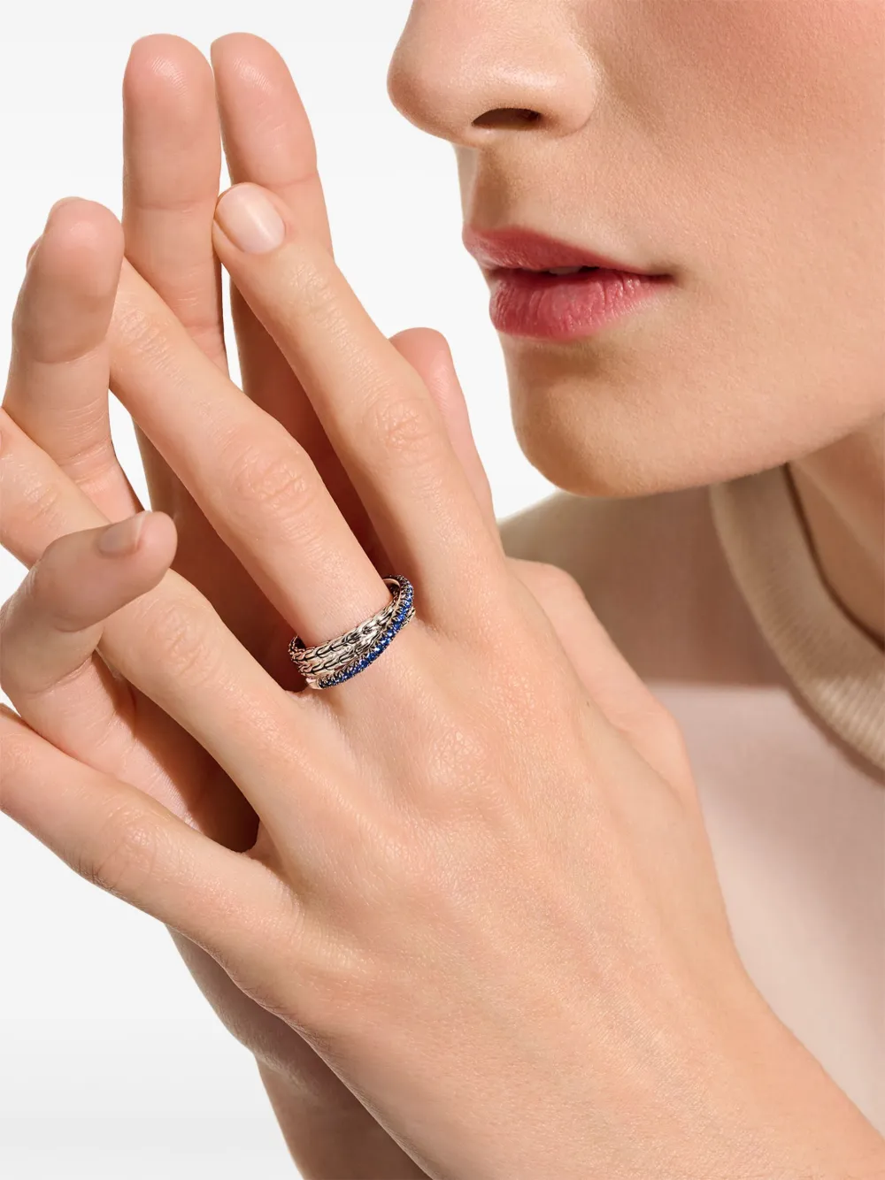 John Hardy Anello JH Essential Crossover in argento sterling con zaffiro | Image 6